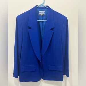 Pendleton Blazer Size 16W Royal Blue Vintage 80s Lined Women’s Button 100% Wool
